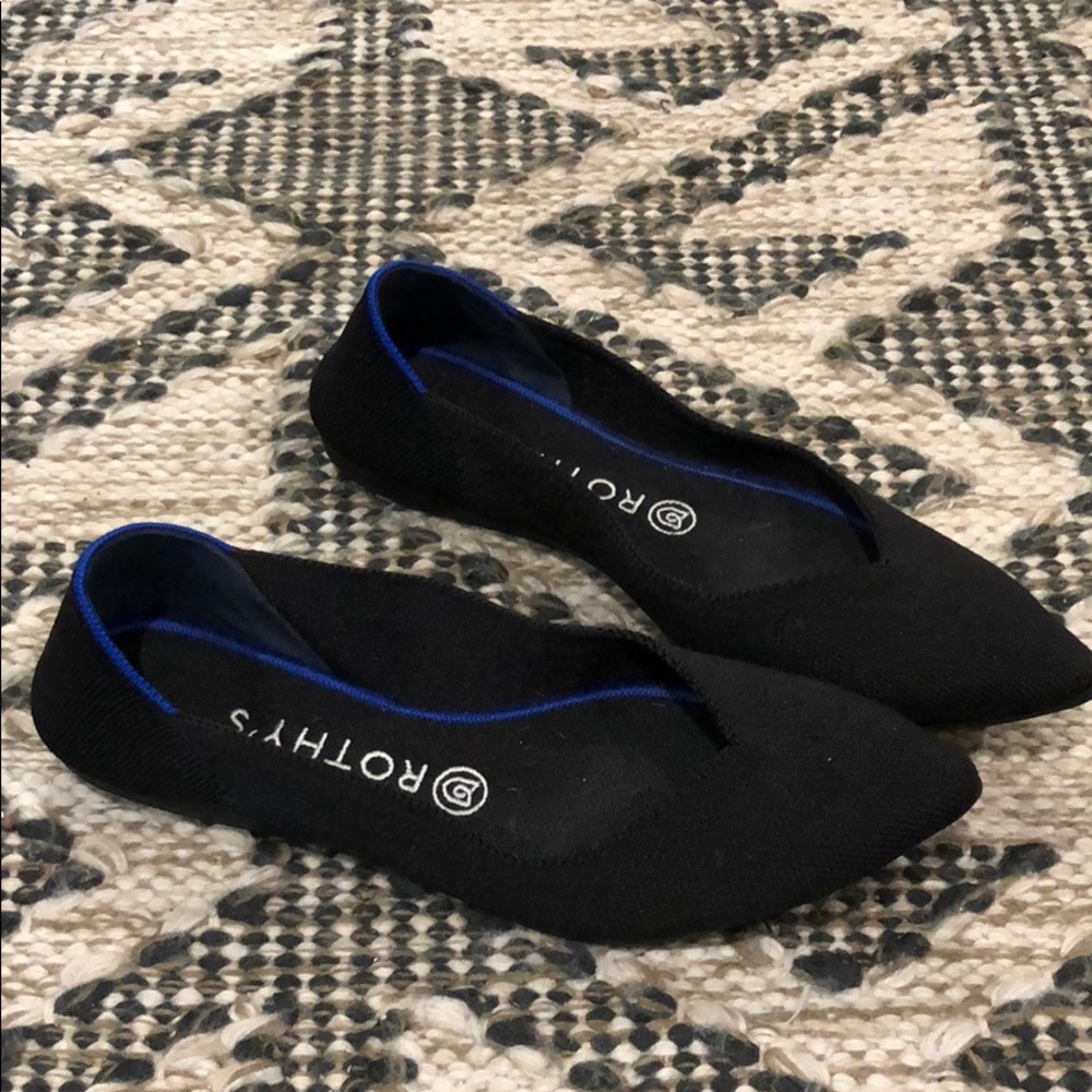 Rothy’s black pointed toe flats size 8.5